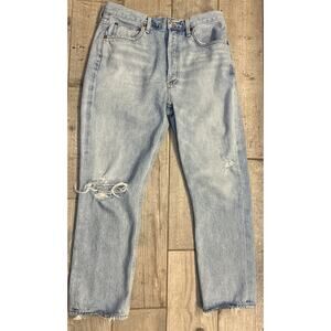 AGOLDE Riley High Rise Straight Crop Jeans Size 29 Shatter Wash Button Fly Denim